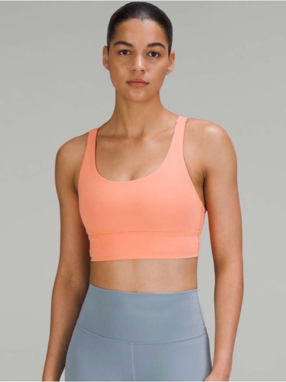 lululemon Energy Longline Sports Bra in Peach - Size 6
